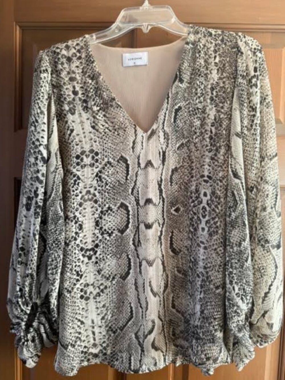Like New Adrienne Snake Print V Neck Blouse